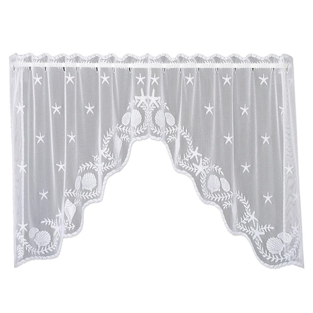 Heritage Lace 72 x 36 in. Tidepool Swag Pair, White 6400WS-36PR